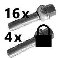 Bolt Pack AA-Sec: Rust Resistant Bolts and High Security Locking Wheelbolts